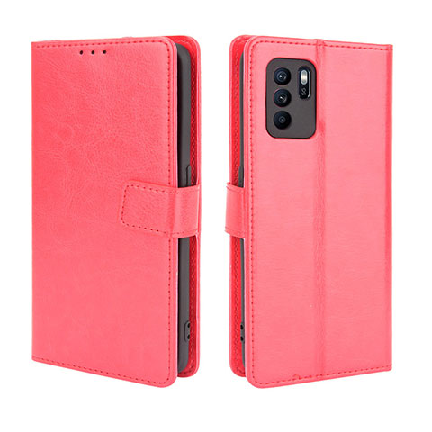 Coque Portefeuille Livre Cuir Etui Clapet BY5 pour Oppo Reno6 Z 5G Rouge