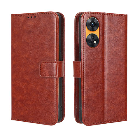 Coque Portefeuille Livre Cuir Etui Clapet BY5 pour Oppo Reno8 T 4G Marron