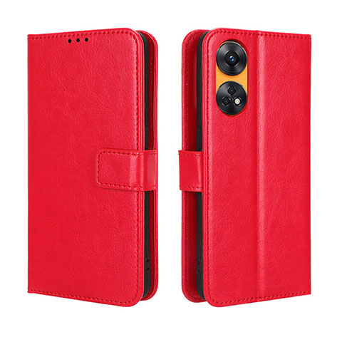 Coque Portefeuille Livre Cuir Etui Clapet BY5 pour Oppo Reno8 T 4G Rouge