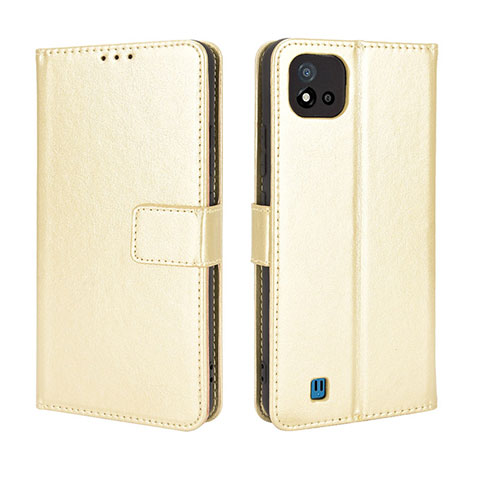 Coque Portefeuille Livre Cuir Etui Clapet BY5 pour Realme C20A Or