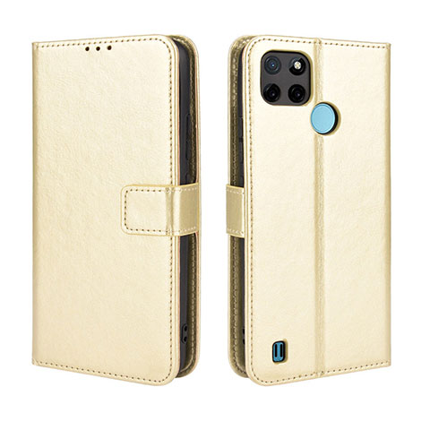 Coque Portefeuille Livre Cuir Etui Clapet BY5 pour Realme C25Y Or