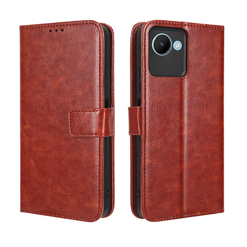 Coque Portefeuille Livre Cuir Etui Clapet BY5 pour Realme C30 Marron