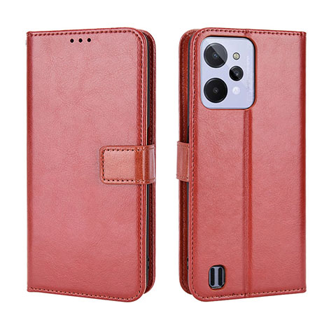 Coque Portefeuille Livre Cuir Etui Clapet BY5 pour Realme C31 Marron