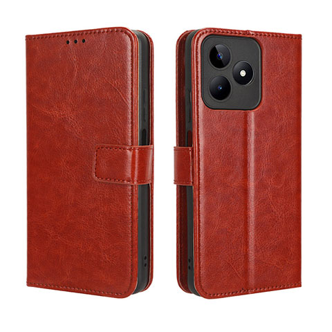 Coque Portefeuille Livre Cuir Etui Clapet BY5 pour Realme C53 Marron