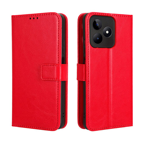 Coque Portefeuille Livre Cuir Etui Clapet BY5 pour Realme C53 Rouge