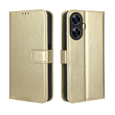 Coque Portefeuille Livre Cuir Etui Clapet BY5 pour Realme C55 Or