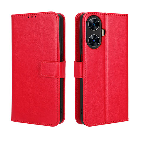 Coque Portefeuille Livre Cuir Etui Clapet BY5 pour Realme C55 Rouge