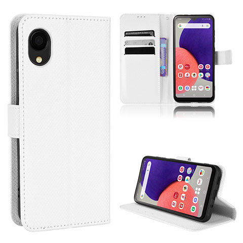 Coque Portefeuille Livre Cuir Etui Clapet BY5 pour Samsung Galaxy A22 5G SC-56B Blanc