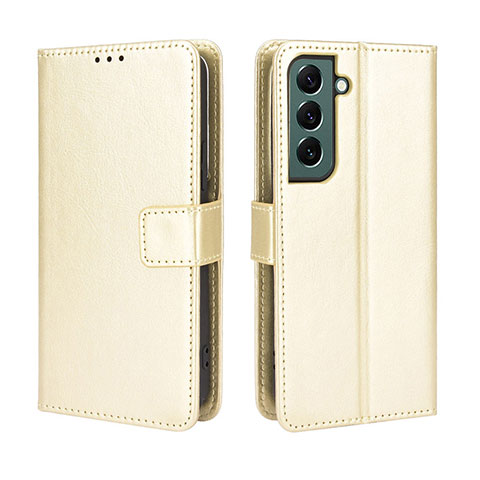 Coque Portefeuille Livre Cuir Etui Clapet BY5 pour Samsung Galaxy S23 Plus 5G Or