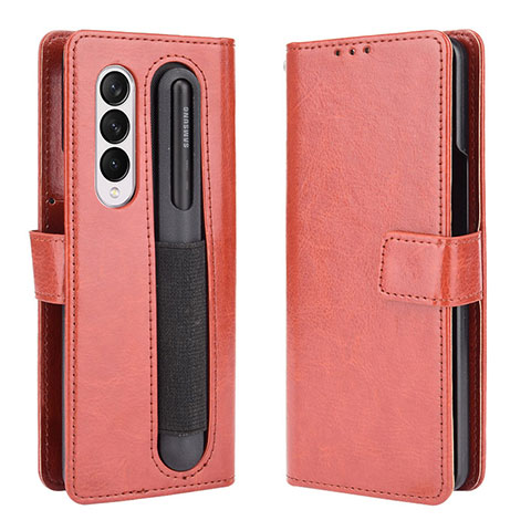 Coque Portefeuille Livre Cuir Etui Clapet BY5 pour Samsung Galaxy Z Fold4 5G Marron