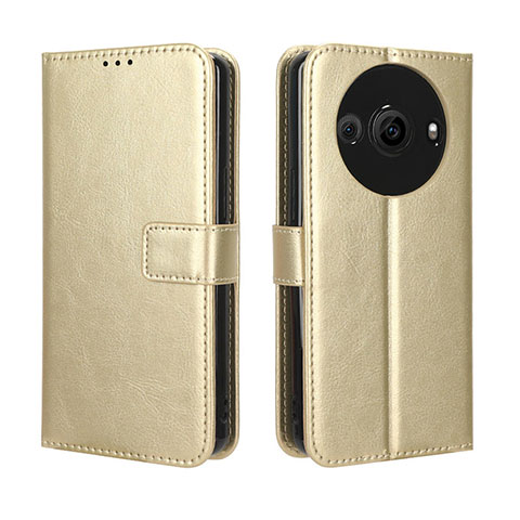 Coque Portefeuille Livre Cuir Etui Clapet BY5 pour Sharp Aquos R8 Pro Or