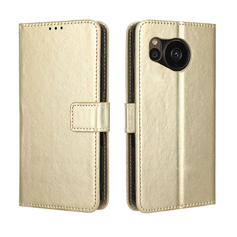 Coque Portefeuille Livre Cuir Etui Clapet BY5 pour Sharp Aquos Sense7 Or