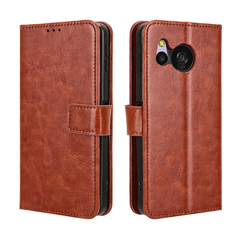 Coque Portefeuille Livre Cuir Etui Clapet BY5 pour Sharp Aquos Sense8 Marron