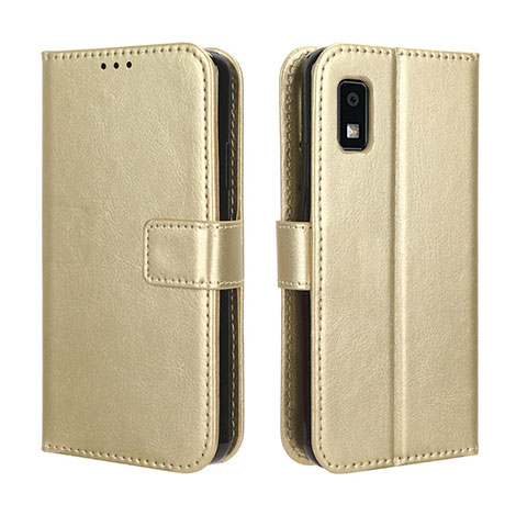 Coque Portefeuille Livre Cuir Etui Clapet BY5 pour Sharp Aquos wish3 Or