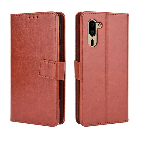 Coque Portefeuille Livre Cuir Etui Clapet BY5 pour Sharp Simple Sumaho 5 Marron