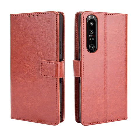 Coque Portefeuille Livre Cuir Etui Clapet BY5 pour Sony Xperia 1 III Marron