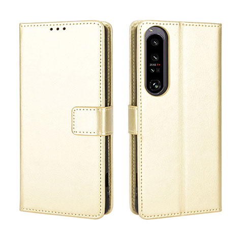 Coque Portefeuille Livre Cuir Etui Clapet BY5 pour Sony Xperia 1 IV Or