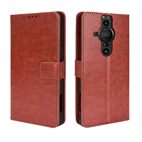 Coque Portefeuille Livre Cuir Etui Clapet BY5 pour Sony Xperia PRO-I Marron