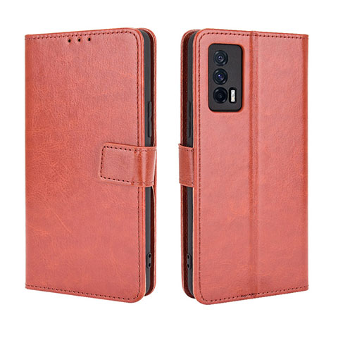 Coque Portefeuille Livre Cuir Etui Clapet BY5 pour Vivo iQOO 7 India 5G Marron