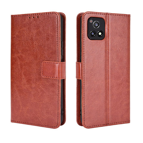 Coque Portefeuille Livre Cuir Etui Clapet BY5 pour Vivo iQOO U3 5G Marron