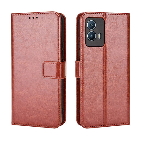 Coque Portefeuille Livre Cuir Etui Clapet BY5 pour Vivo iQOO U5 5G Marron