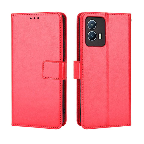 Coque Portefeuille Livre Cuir Etui Clapet BY5 pour Vivo iQOO U5 5G Rouge