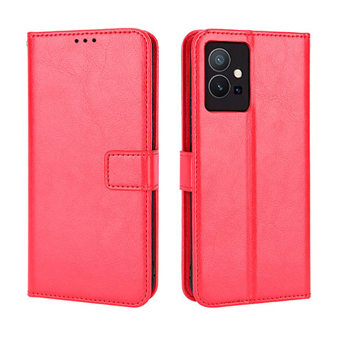 Coque Portefeuille Livre Cuir Etui Clapet BY5 pour Vivo iQOO Z6 5G Rouge