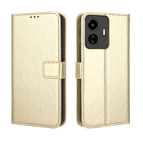 Coque Portefeuille Livre Cuir Etui Clapet BY5 pour Vivo iQOO Z6 Lite 5G Or