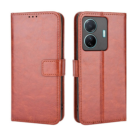 Coque Portefeuille Livre Cuir Etui Clapet BY5 pour Vivo T1 5G Marron