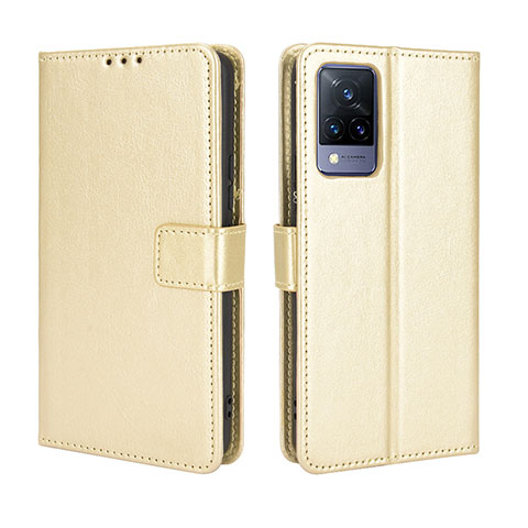 Coque Portefeuille Livre Cuir Etui Clapet BY5 pour Vivo V21 5G Or