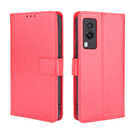 Coque Portefeuille Livre Cuir Etui Clapet BY5 pour Vivo V21e 5G Rouge