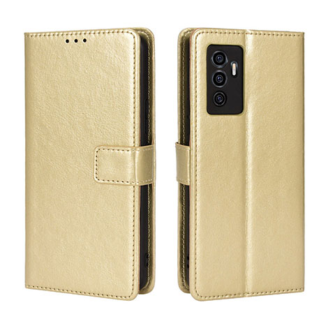 Coque Portefeuille Livre Cuir Etui Clapet BY5 pour Vivo V23e Or