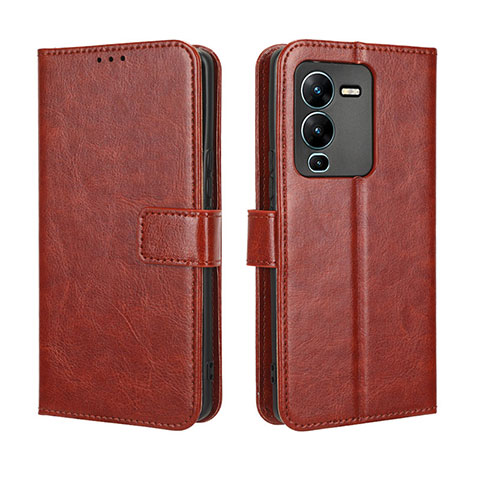 Coque Portefeuille Livre Cuir Etui Clapet BY5 pour Vivo V25 Pro 5G Marron