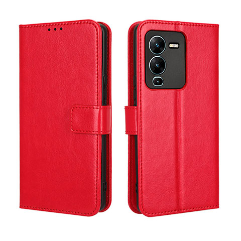 Coque Portefeuille Livre Cuir Etui Clapet BY5 pour Vivo V25 Pro 5G Rouge