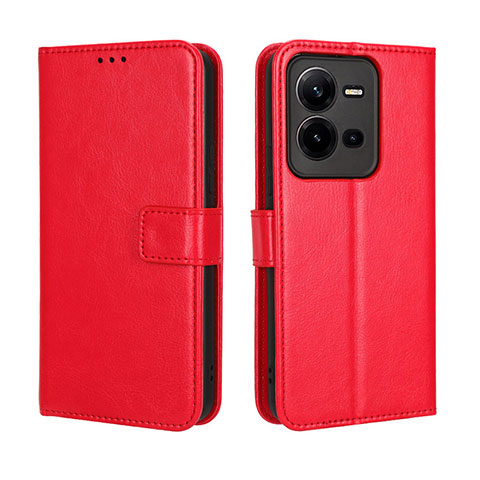 Coque Portefeuille Livre Cuir Etui Clapet BY5 pour Vivo V25e Rouge