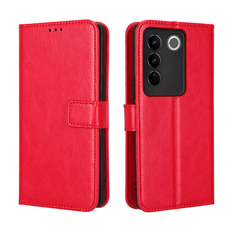 Coque Portefeuille Livre Cuir Etui Clapet BY5 pour Vivo V27 5G Rouge