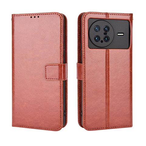 Coque Portefeuille Livre Cuir Etui Clapet BY5 pour Vivo X Note Marron