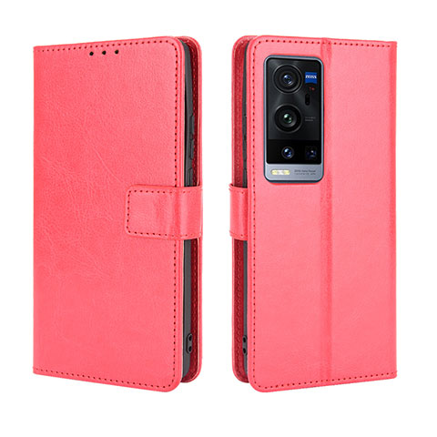 Coque Portefeuille Livre Cuir Etui Clapet BY5 pour Vivo X60 Pro+ Plus 5G Rouge