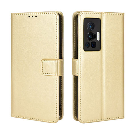 Coque Portefeuille Livre Cuir Etui Clapet BY5 pour Vivo X70 Pro 5G Or