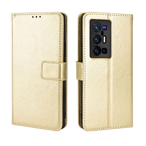 Coque Portefeuille Livre Cuir Etui Clapet BY5 pour Vivo X70 Pro+ Plus 5G Or