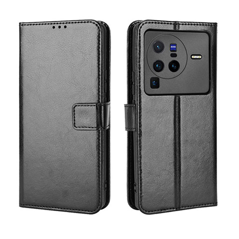 Coque Portefeuille Livre Cuir Etui Clapet BY5 pour Vivo X80 Pro 5G Noir