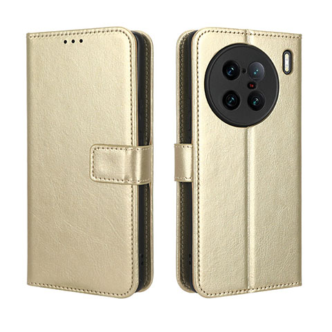 Coque Portefeuille Livre Cuir Etui Clapet BY5 pour Vivo X90 Pro+ Plus 5G Or