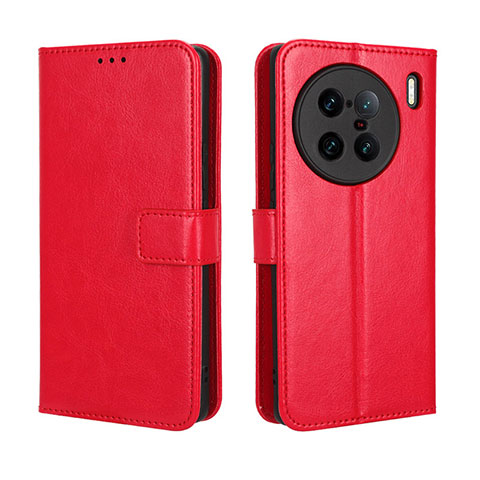 Coque Portefeuille Livre Cuir Etui Clapet BY5 pour Vivo X90 Pro+ Plus 5G Rouge