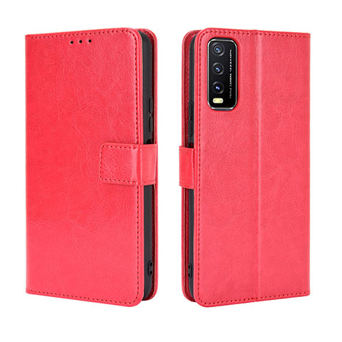 Coque Portefeuille Livre Cuir Etui Clapet BY5 pour Vivo Y11s Rouge