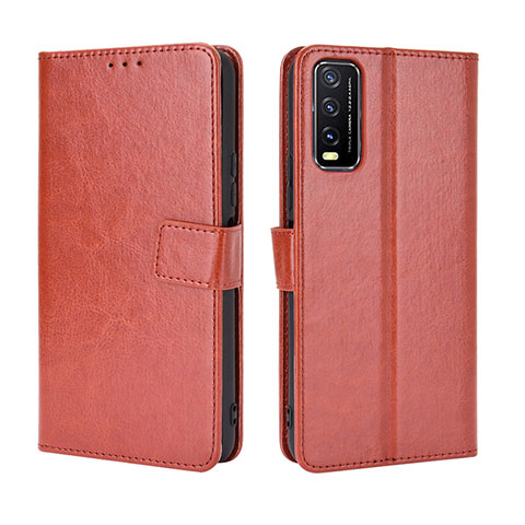 Coque Portefeuille Livre Cuir Etui Clapet BY5 pour Vivo Y12G Marron