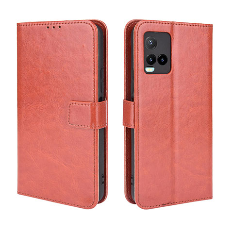 Coque Portefeuille Livre Cuir Etui Clapet BY5 pour Vivo Y21 Marron