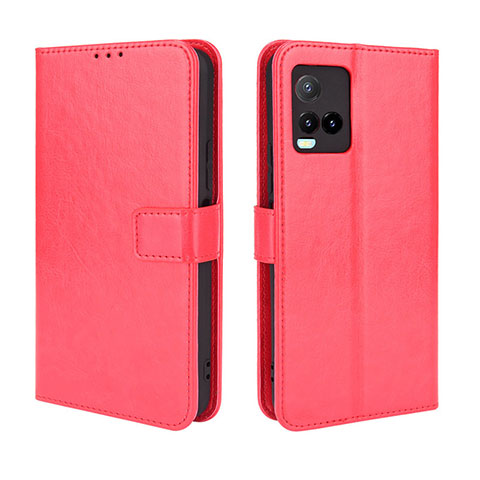 Coque Portefeuille Livre Cuir Etui Clapet BY5 pour Vivo Y21a Rouge