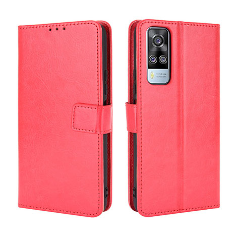 Coque Portefeuille Livre Cuir Etui Clapet BY5 pour Vivo Y31 (2021) Rouge