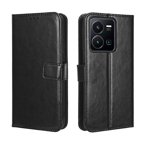 Coque Portefeuille Livre Cuir Etui Clapet BY5 pour Vivo Y35 4G Noir