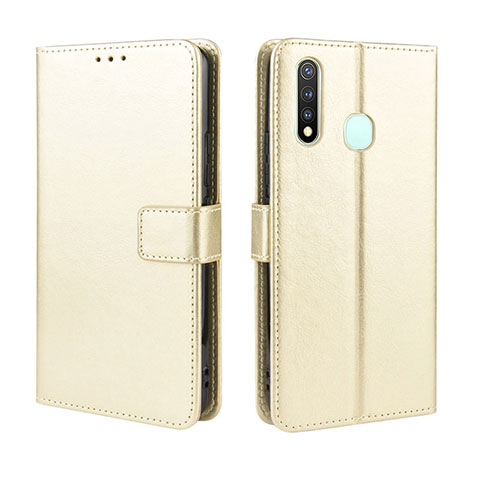 Coque Portefeuille Livre Cuir Etui Clapet BY5 pour Vivo Y5s Or